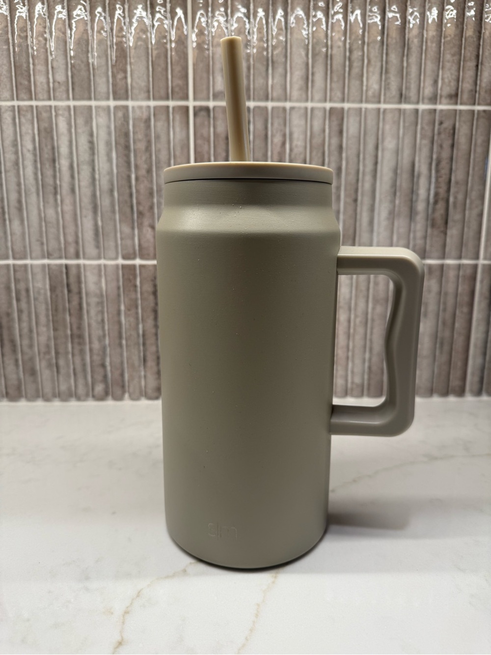 SIMPLE MODERN - Matte Taupe Insulated Tumbler with Handle and Straw